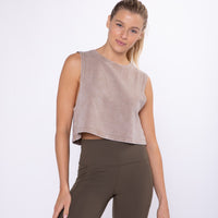 Mineral-Washed Ribbed Boxy Cropped Muscle Tank