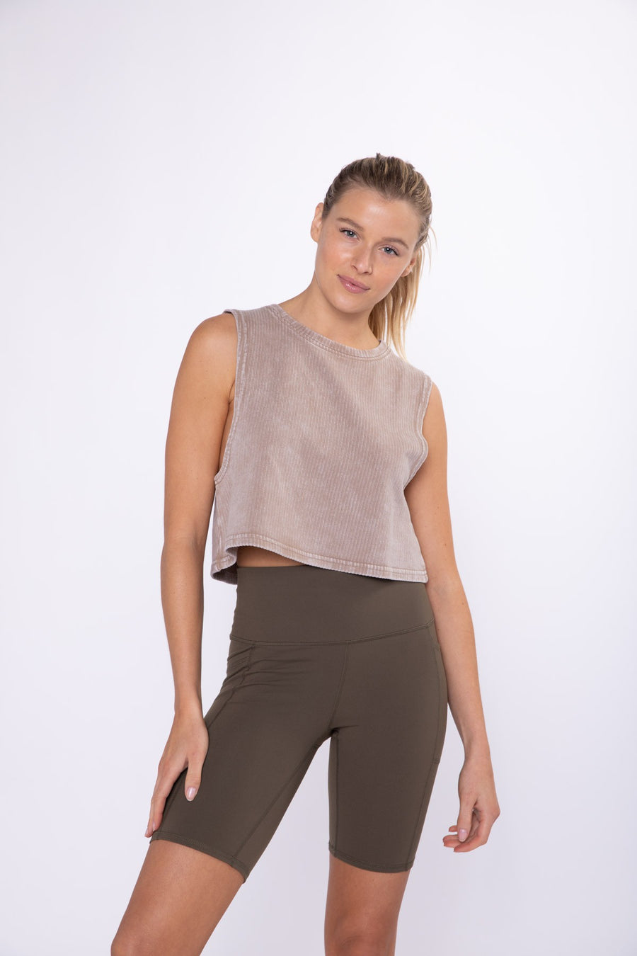 Mineral-Washed Ribbed Boxy Cropped Muscle Tank