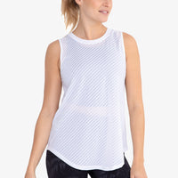 Sheer Striped Mesh Active Tank with OpenBack