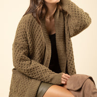 Open Front Comfy Textured Knit Sweater Cardigan