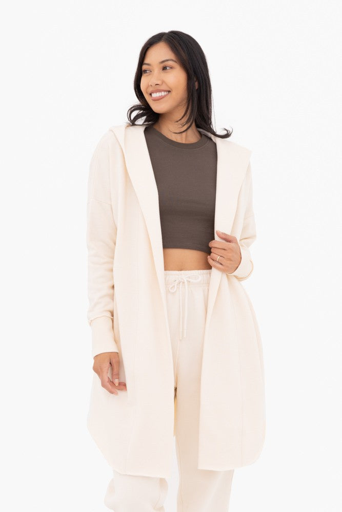 Open Front Longline Hooded Cardigan