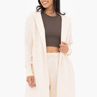 Open Front Longline Hooded Cardigan