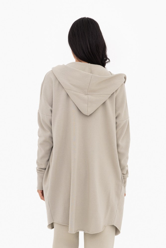 Open Front Longline Hooded Cardigan