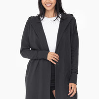 Open Front Longline Hooded Cardigan