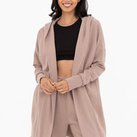 Open Front Longline Hooded Cardigan