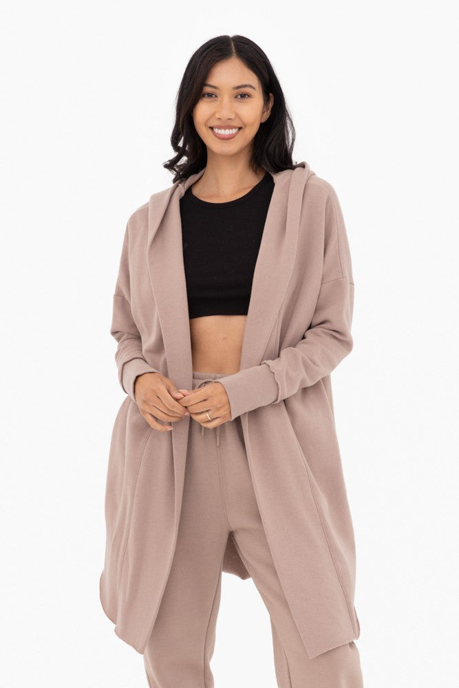 Open Front Longline Hooded Cardigan