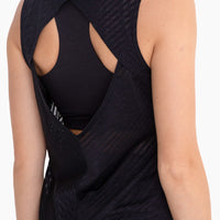 Sheer Striped Mesh Active Tank with OpenBack