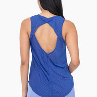 Sheer Striped Mesh Active Tank with OpenBack