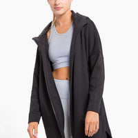 Long Full Zip-Up Jacket with Hood