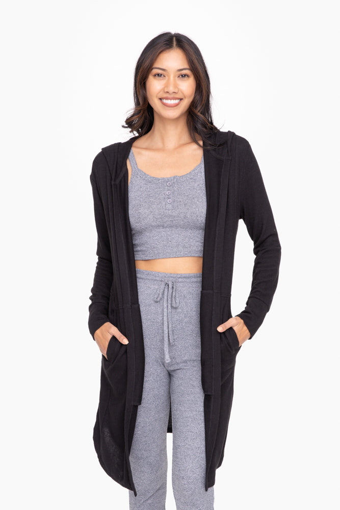 Open Front Long Cardigan with Pockets