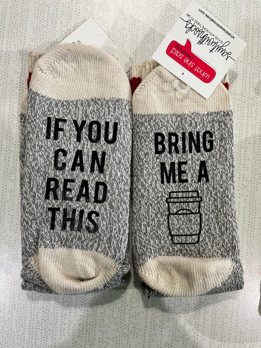 Printed Slogan Wool Socks